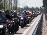Польские байкеры поддержали акцию "Ночных волков" и встречали их в Тересполе, 27 апреля 2015 года